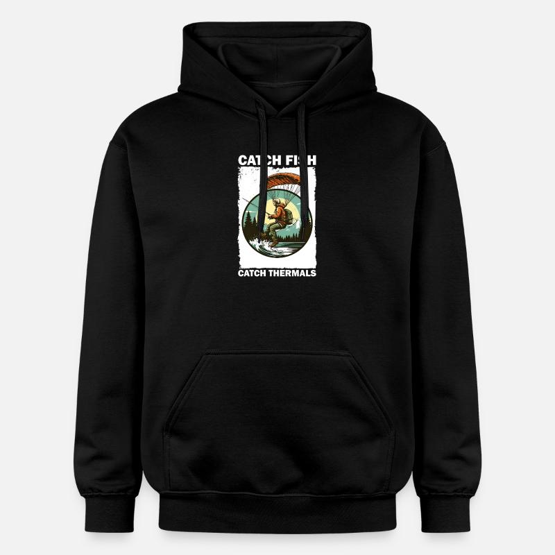Pêcheur aventureux avec planche d'escalade - Sweat à capuche Softstyle® Gildan Unisexe - noir