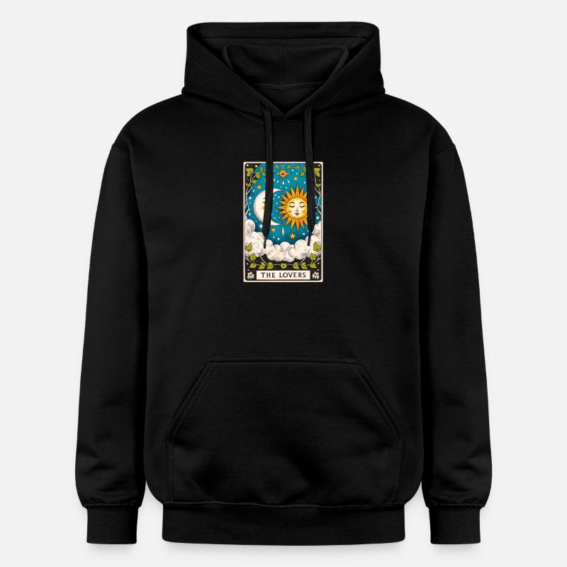 Amoureux Tarot Soleil Lune - Sweat à capuche Softstyle® Gildan Unisexe - noir