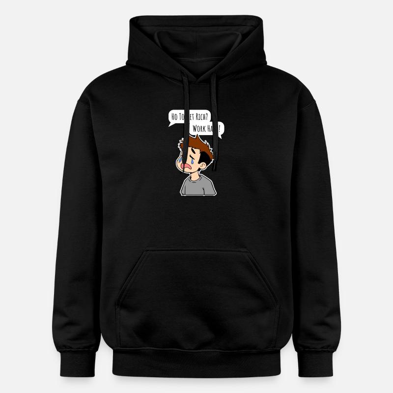 Wie wird man reich? Arbeite hart! - Gildan Unisex Softstyle® Midweight Hoodie - Schwarz