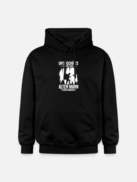 Never underestimate old man hiking - Gildan Unisex Softstyle® Midweight Hoodie - black