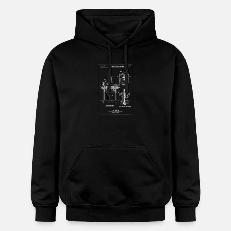 Offshore borriggritning - Gildan luvtröja unisex Softstyle® Midweight - svart
