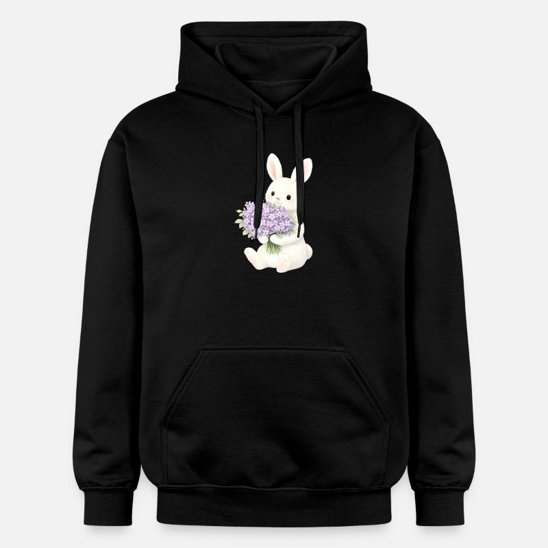 Lapin avec illustration lilas - Sweat à capuche Softstyle® Gildan Unisexe - noir