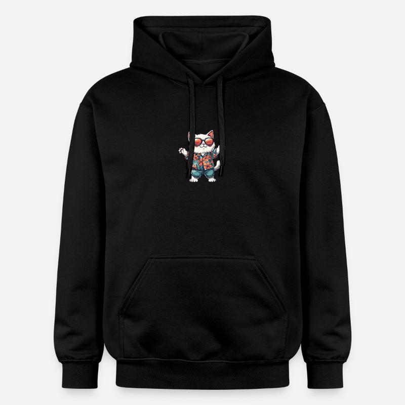 Chat Bande Dessinée Vacances - Sweat à capuche Softstyle® Gildan Unisexe - noir