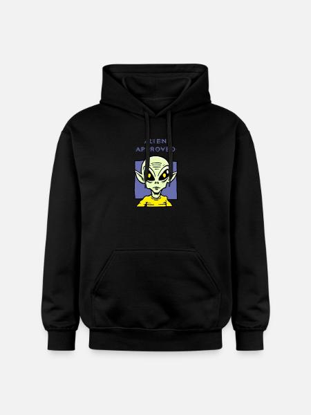 Alien Approved Yellow Eye Design - Gildan Unisex Softstyle® Midweight Hoodie - black