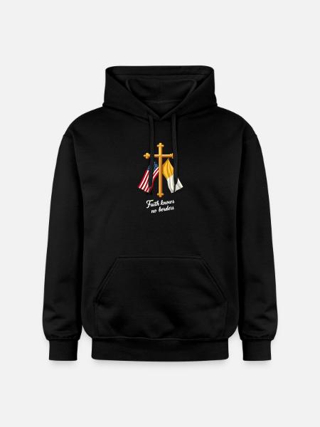 American and Vatican Flag - Gildan Unisex Softstyle® Midweight Hoodie - black