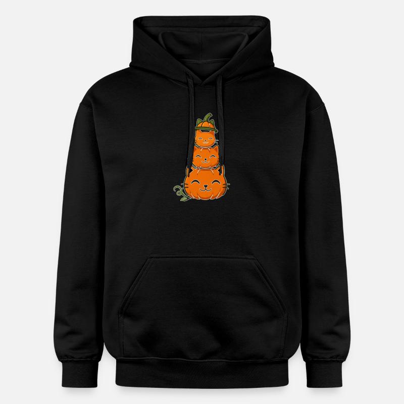 Happy Pumpkin Cat Stack - Gildan Unisex Softstyle® Midweight Hoodie - black