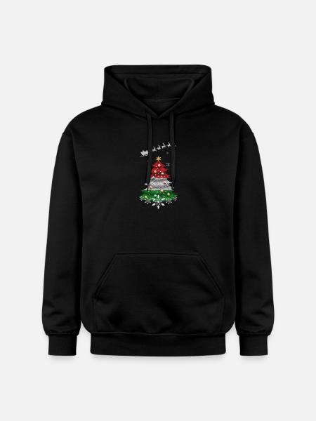 Weihnachtsbaum mit Ungarn Flagge - Gildan Unisex Softstyle® Midweight Hoodie - Schwarz