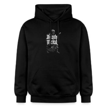 Death Metal Guitare Squelette - Sweat à capuche Softstyle® Gildan Unisexe - noir - Devant - Marisol (170cm) & Nik (191cm)