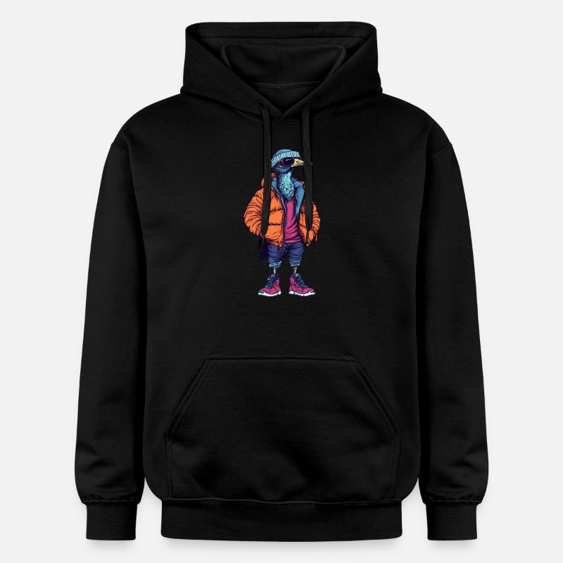 Autruche Drôle Hiver - Sweat à capuche Softstyle® Gildan Unisexe - noir