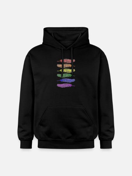 Feathers Rainbow - Gildan Unisex Softstyle® Midweight Hoodie - black