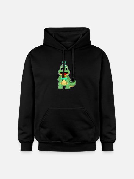 Crocodile Birthday Cake - Gildan Unisex Softstyle® Midweight Hoodie - black