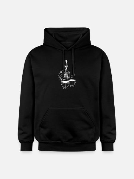 Skeleton Drummer in Parade Uniform - Gildan Unisex Softstyle® Midweight Hoodie - black
