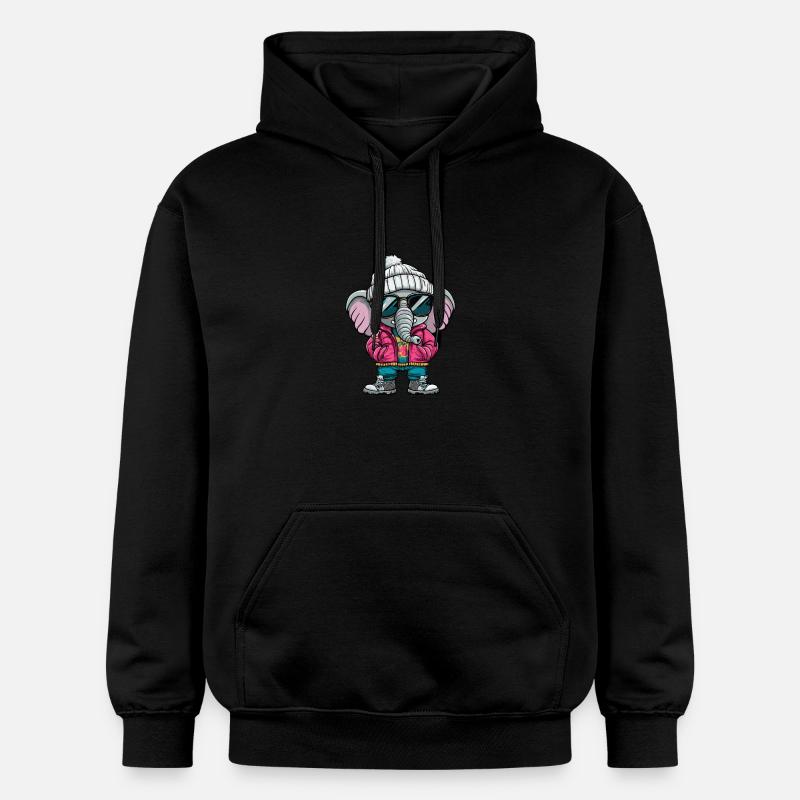 Bande dessinée d’hiver éléphant - Sweat à capuche Softstyle® Gildan Unisexe - noir