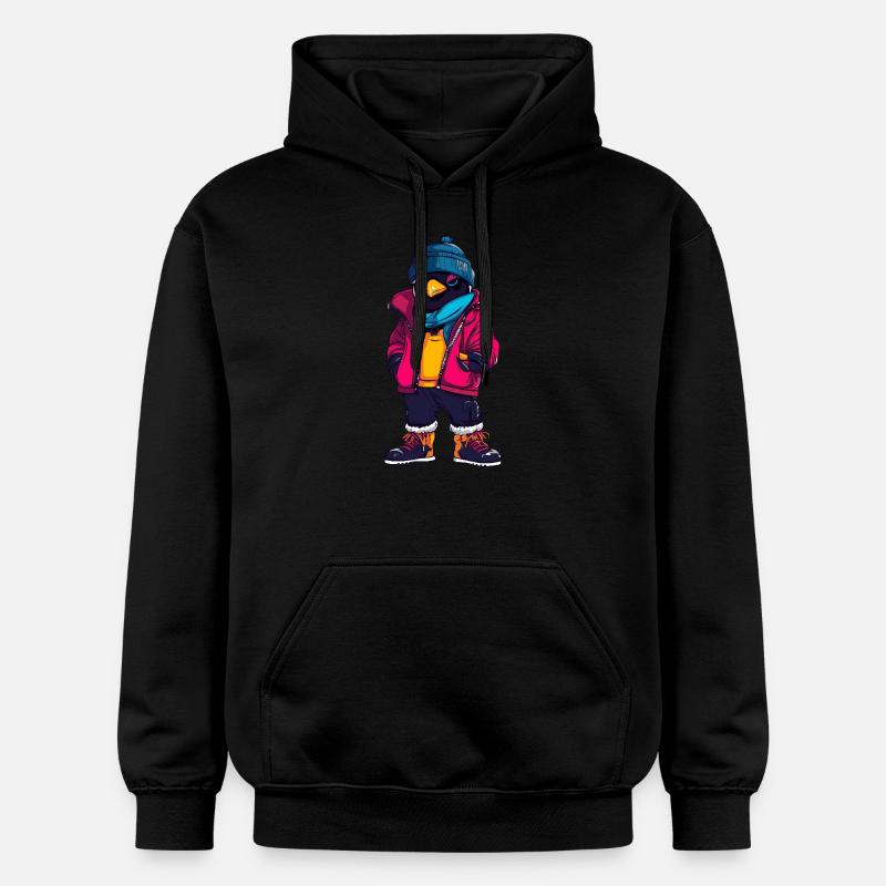 Pingouin Drôle d’hiver - Sweat à capuche Softstyle® Gildan Unisexe - noir