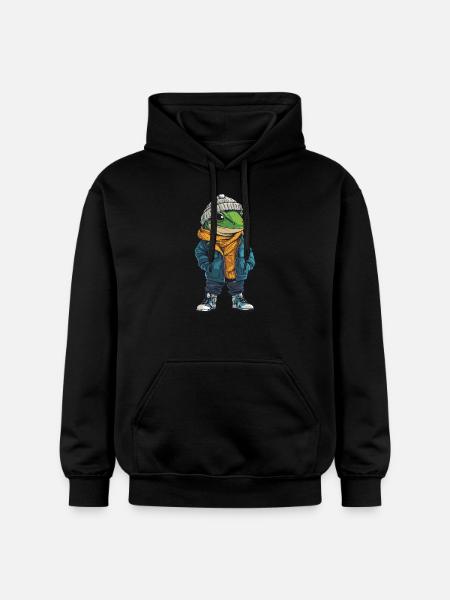 Gecko Lizard Funny Winter - Gildan Unisex Softstyle® Midweight Hoodie - black
