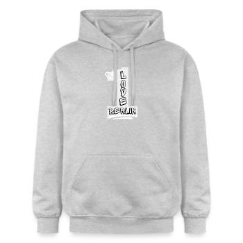 Berlin Liebe! - Gildan Unisex Softstyle® Midweight Hoodie - Hellgrau meliert - Vorne - Liana (172cm) & Jaron (178cm)