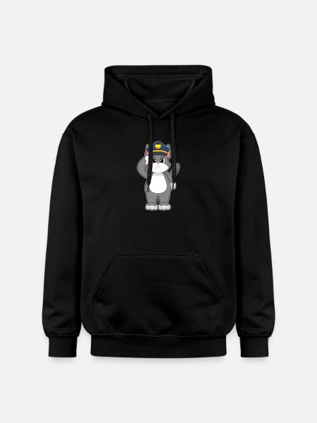 Cat, Policeman, Police - Gildan Unisex Softstyle® Midweight Hoodie - black