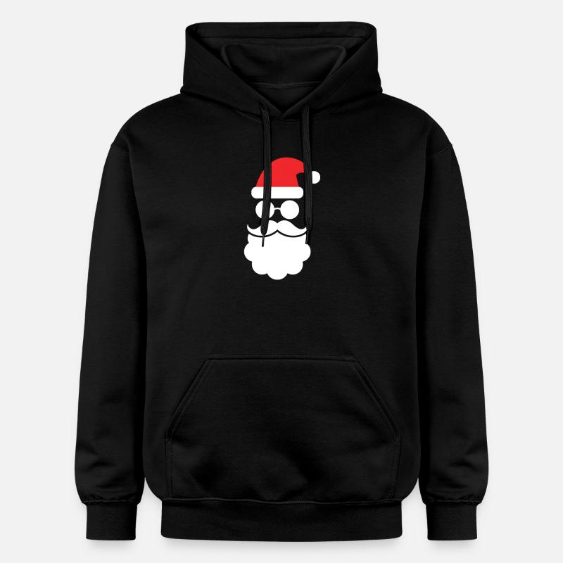 Weihnachtsmann mit Bart Minimal Kopf Design - Gildan Unisex Softstyle® Midweight Hoodie - Schwarz