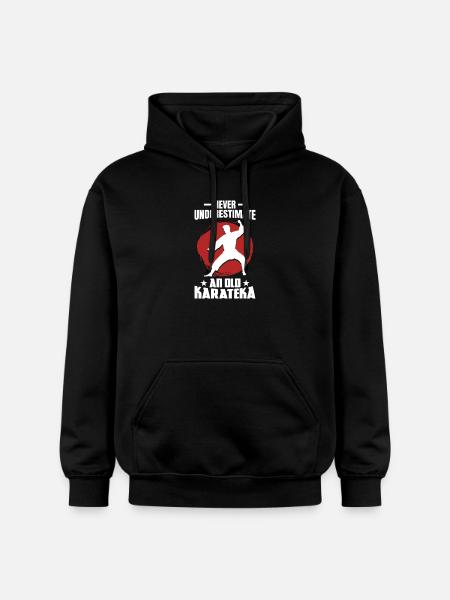 Never Underestimate an Old Karateka - Gildan Unisex Softstyle® Midweight Hoodie - black