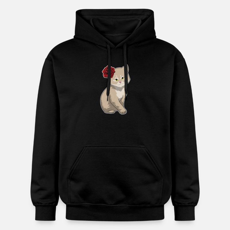 Fleurs Rose Chat - Sweat à capuche Softstyle® Gildan Unisexe - noir