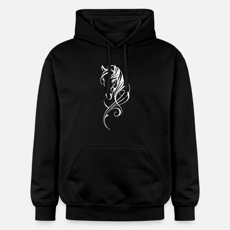Cheval abstrait blanc - Sweat à capuche Softstyle® Gildan Unisexe - noir