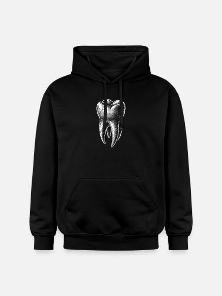 Black and White Tooth Sketch Graphic - Gildan Unisex Softstyle® Midweight Hoodie - black