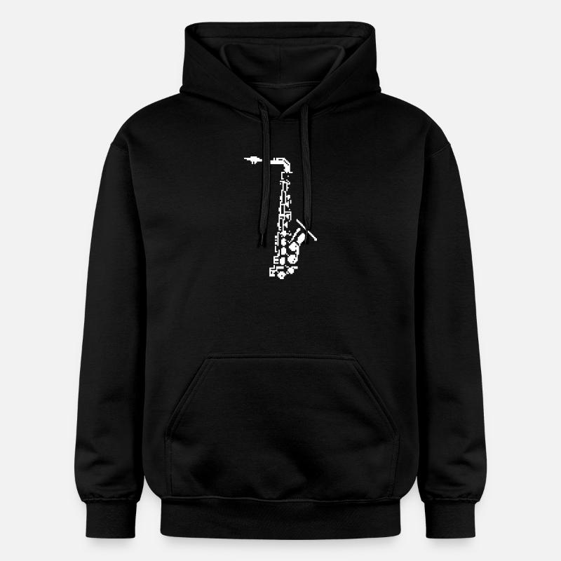 Saxophone Pixel Art - Sweat à capuche Softstyle® Gildan Unisexe - noir