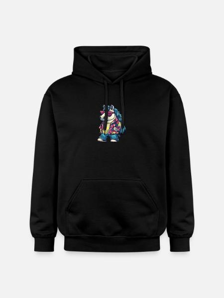 Pferd Comic Urlaub - Gildan Unisex Softstyle® Midweight Hoodie - Schwarz