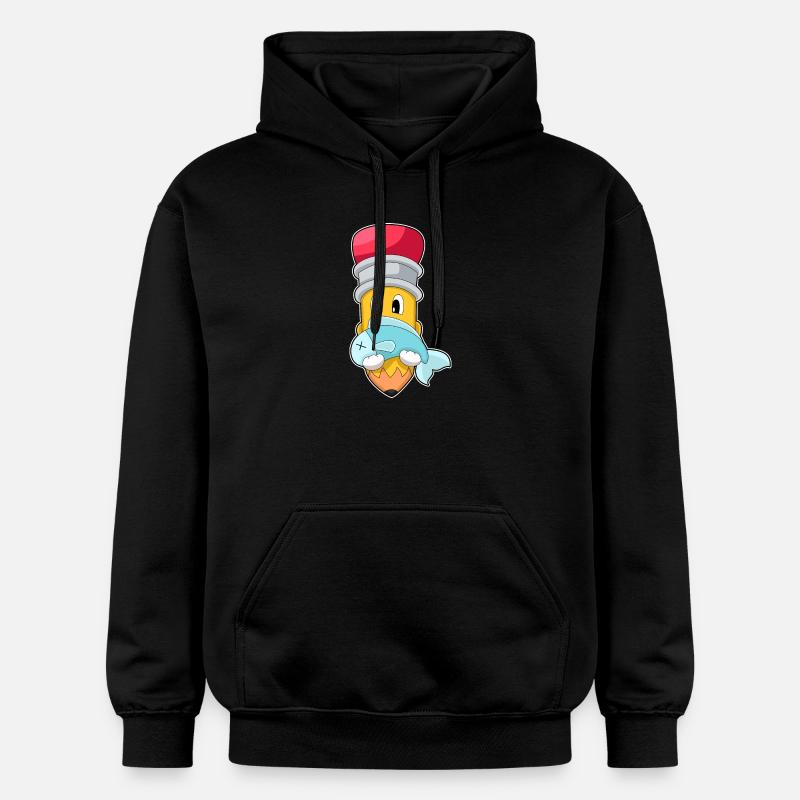 Crayon, Pêcheur, Poisson, Pêche - Sweat à capuche Softstyle® Gildan Unisexe - noir