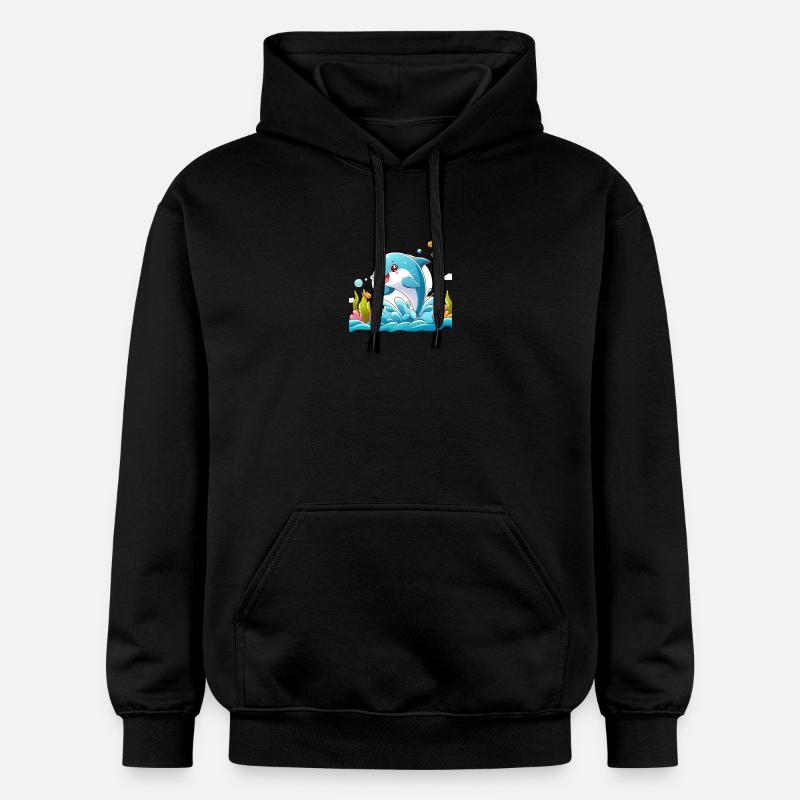 Dauphin Cartoon 2 - Sweat à capuche Softstyle® Gildan Unisexe - noir