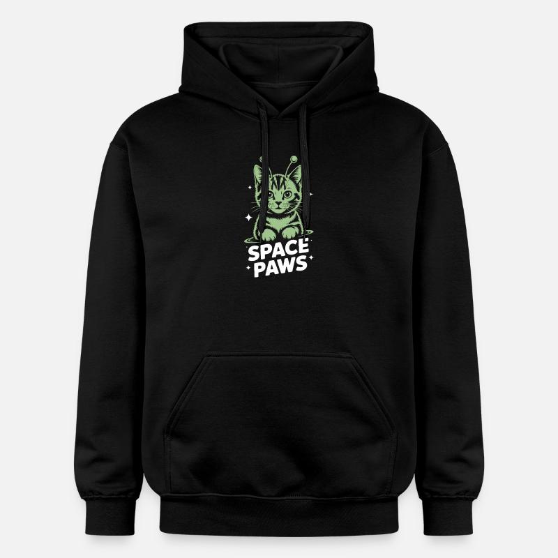Chat Spatial Pattes Astrales - Sweat à capuche Softstyle® Gildan Unisexe - noir