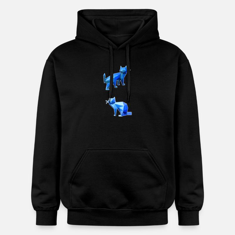 Duo Chat Polygone Bleu - Sweat à capuche Softstyle® Gildan Unisexe - noir