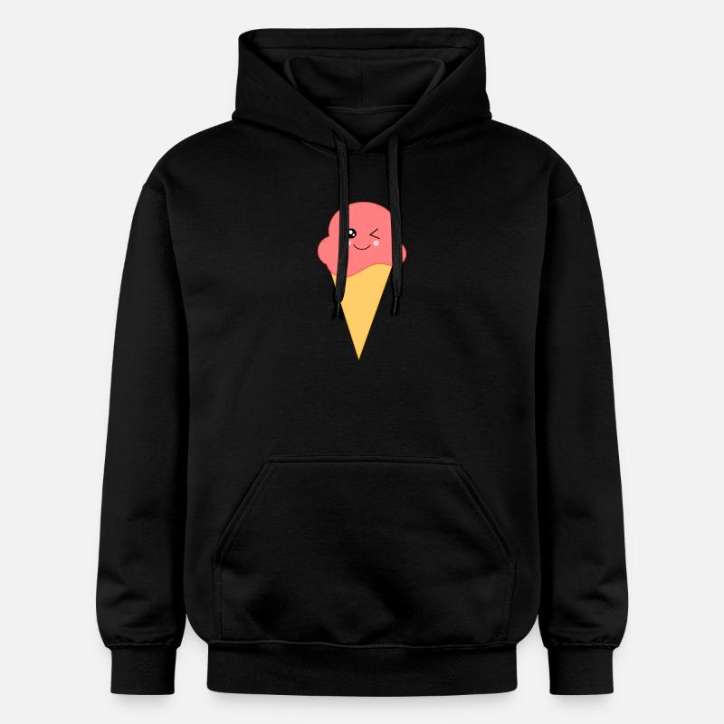 Eis Eiscreme Erdbeereis - Gildan Unisex Softstyle® Midweight Hoodie - Schwarz