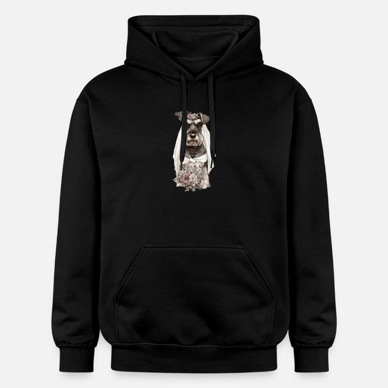 La mariée schnauzer aux fleurs - Sweat à capuche Softstyle® Gildan Unisexe - noir