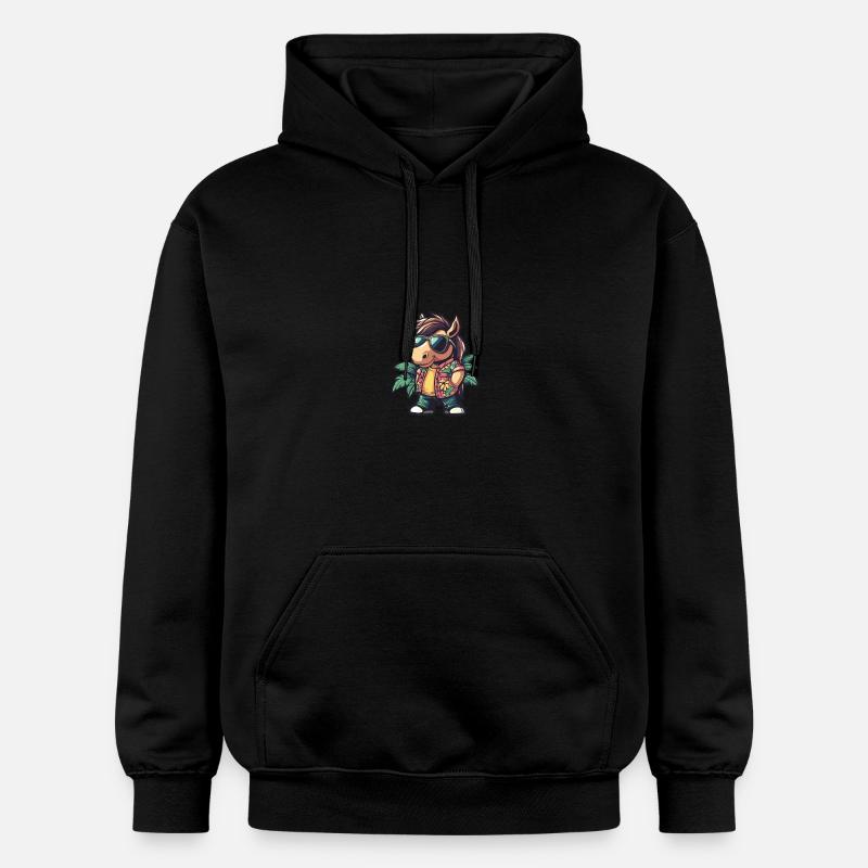 Cheval Cool Été - Sweat à capuche Softstyle® Gildan Unisexe - noir