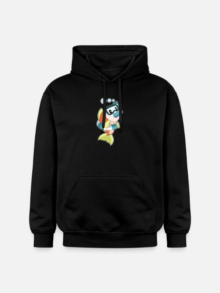 Fish Diver Snorkel Diving - Gildan Unisex Softstyle® Midweight Hoodie - black