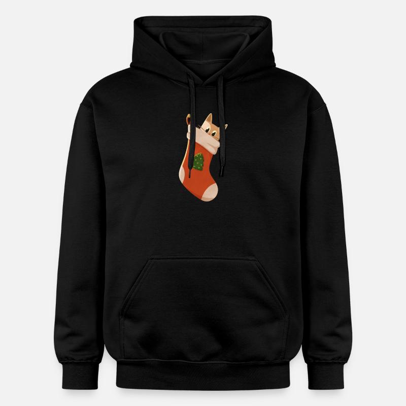 Chat en bas de Noël - Sweat à capuche Softstyle® Gildan Unisexe - noir