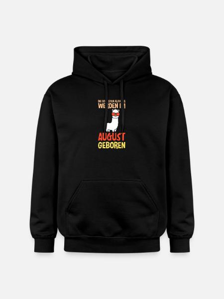 August Birthday Alpaca Saying Funny - Gildan Unisex Softstyle® Midweight Hoodie - black