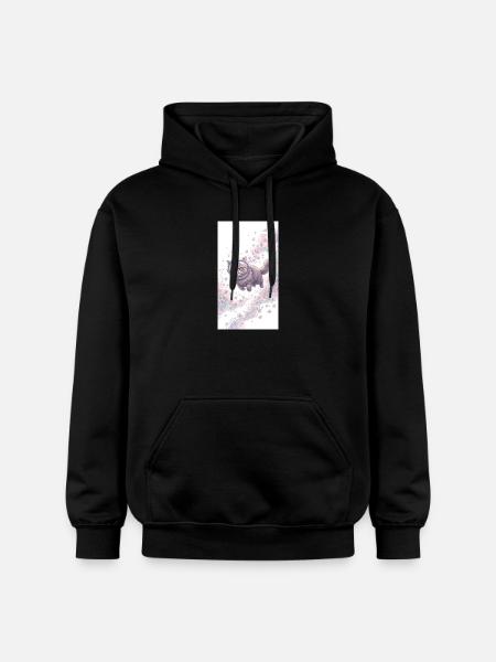 Space cat in flower magic - Gildan Unisex Softstyle® Midweight Hoodie - black