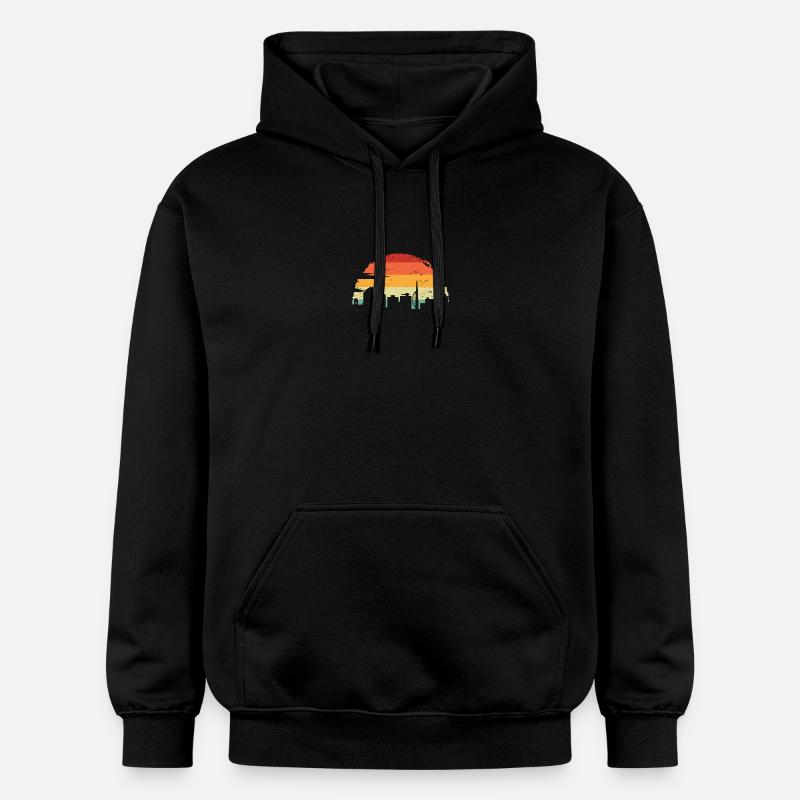 Sunset Skyline Rétro Dégradé - Sweat à capuche Softstyle® Gildan Unisexe - noir