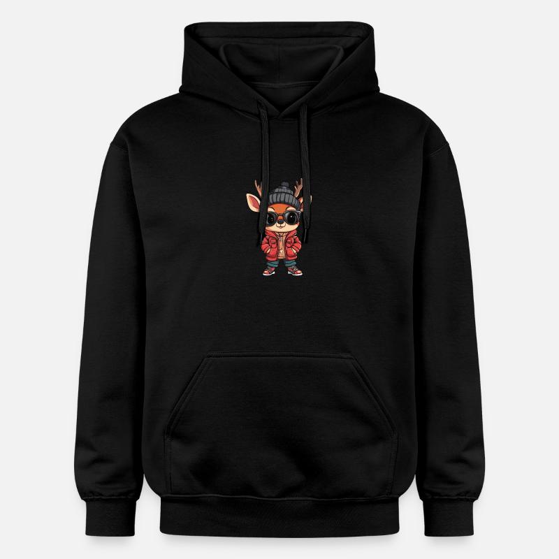 Bande dessinée d’hiver cerf - Sweat à capuche Softstyle® Gildan Unisexe - noir