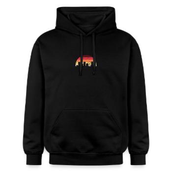 Sonnenuntergangsskyline mit Riesenrad - Gildan Unisex Softstyle® Midweight Hoodie - Schwarz - Vorne - Marisol (170cm) & Nik (191cm)