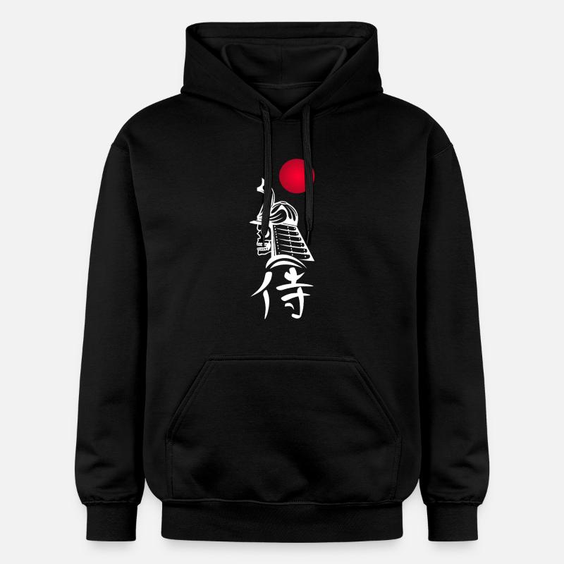 Samouraï blanc et soleil rouge - Sweat à capuche Softstyle® Gildan Unisexe - noir