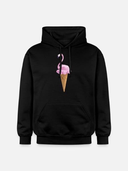 Flamingo mit Eiscreme - Gildan Unisex Softstyle® Midweight Hoodie - Schwarz