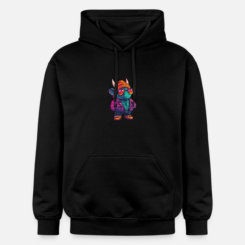 Dinosaurier triceratops Winter Comic - Gildan Unisex Softstyle® Midweight Hoodie - Schwarz