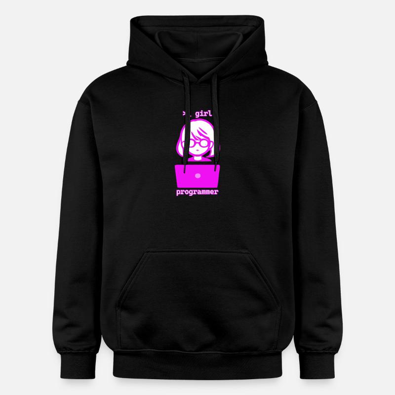 Frau mit Computer girl programmer - Gildan Unisex Softstyle® Midweight Hoodie - Schwarz