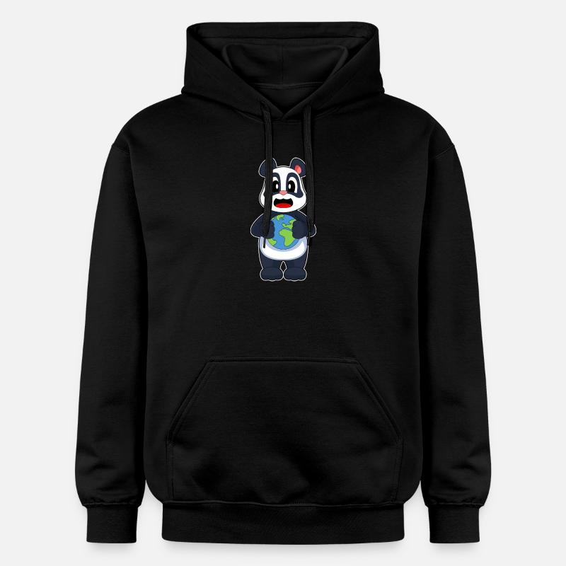 Globe terrestre panda - Sweat à capuche Softstyle® Gildan Unisexe - noir