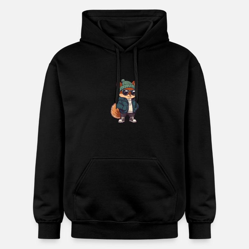 Bande dessinée d’hiver écureuil - Sweat à capuche Softstyle® Gildan Unisexe - noir