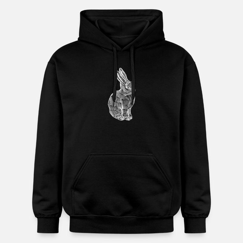 Rabbit Silhouette Spring Print - Gildan Unisex Softstyle® Midweight Hoodie - black