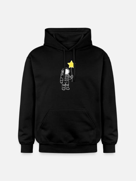 Astronaut mit Stern-Ballon – Space Artwork - Gildan Unisex Softstyle® Midweight Hoodie - Schwarz